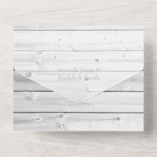 ボードとネイビーの水色フローラ オールインワン招待状 (裏面)