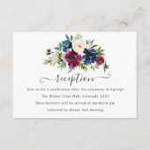 ボードとネイビー水色フローラ披露宴 エンクロージャーカード (正面)