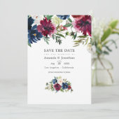 ボードと海軍の水色のフローラ結婚の写真 セーブザデート (スタンド正面)