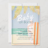 ボードにお赤ちゃん ビーチ サーフ ガール 仮想ベイビーシャワー 招待状 (正面)