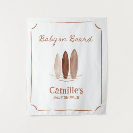 ボードに赤ちゃん サーフィン シャワー ウェルカム タペストリー