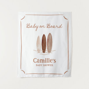 ボードに赤ちゃん サーフィン シャワー ウェルカム タペストリー