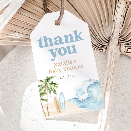 ボードに赤ちゃん サーフビーチベイビーシャワー ギフトタグ