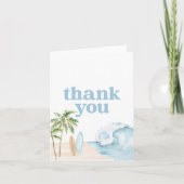 ボードに赤ちゃん サーフビーチベイビーシャワー サンキューカード (正面)