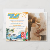 ボードに赤ちゃん ビーチ ベイビー シャワー フォト 招待状 (正面)