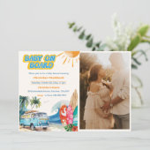 ボードに赤ちゃん ビーチ ベイビー シャワー フォト 招待状 (スタンド正面)