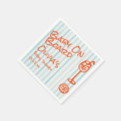 ボードのベビーシャワー上の手描きオレンジブルーベビー スタンダードカクテルナプキン (角)