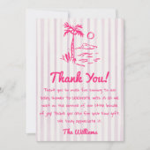 ボードの女の子の赤ちゃんシャワーに手書きピンクのベビー サンキューカード (正面)