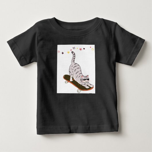 ボードを持つ猫 ベビーTシャツ (正面)