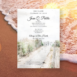 ボードウォークからビーチ水彩お祝いの生活 招待状