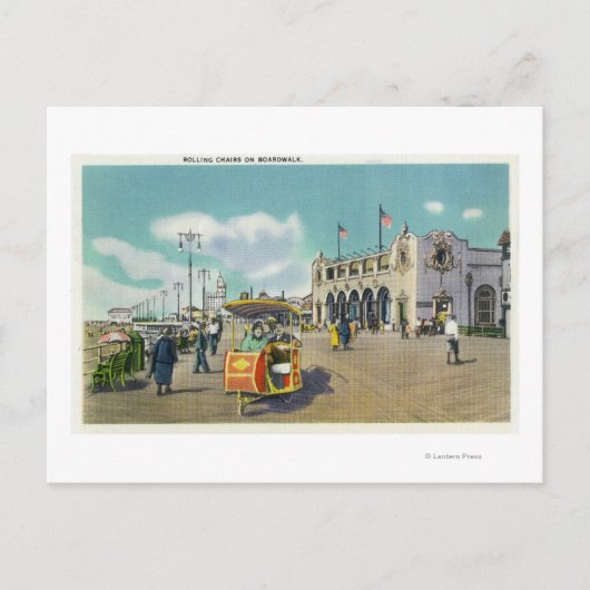 ボードウォークの転が椅子のシーンでカップル ポストカード (正面)