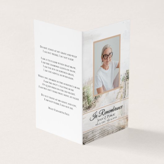 ボードウォークへビーチ海岸葬儀記念祈りの言葉 名刺 (外部)