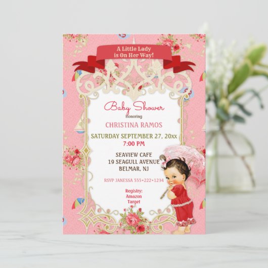 ボードウォークビクトリアナビーチサマーベビーシャワー 招待状 (スタンド正面)