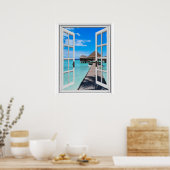 ボードウォークピア海ビューウフェイクィンドウ ポスター (キッチン)