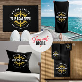 ボードウォークマリン ボート名 ブラック＆ゴールドへようこそ バスタオルセット