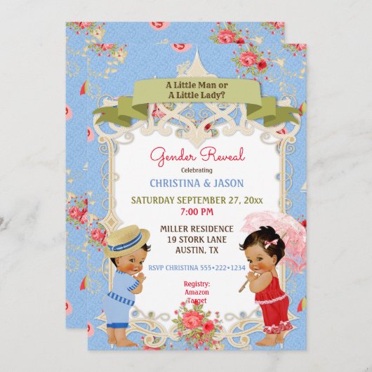 ボードウォーク ビクトリアーナ ビーチ サマー 性別発表 招待状 (正面/裏面)