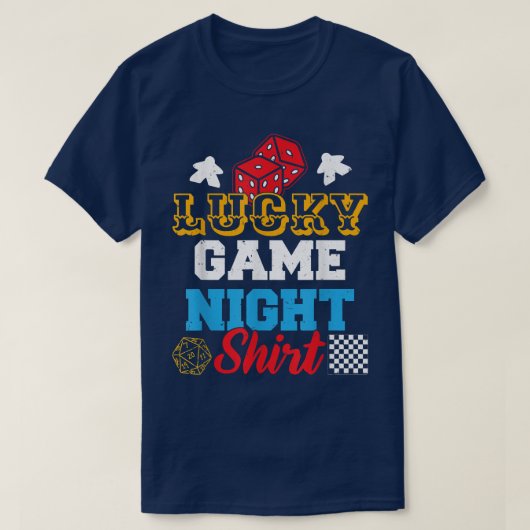 ボードゲおもしろいームのラッキーゲームナイト Tシャツ (デザイン正面)