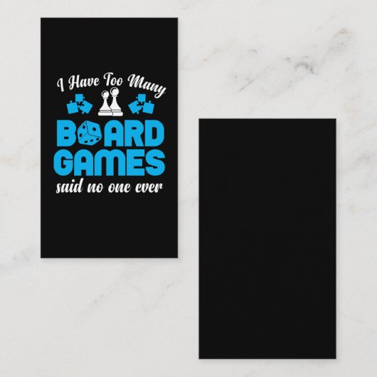 ボードゲームが多すぎますチェスサイコロゲーム好き 名刺 (正面/裏面)