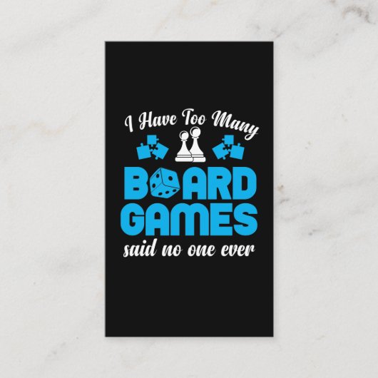 ボードゲームが多すぎますチェスサイコロゲーム好き 名刺 (正面)