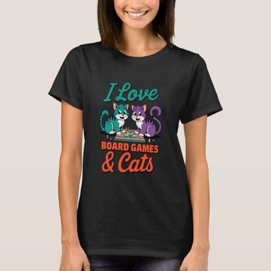 ボードゲームが好きな猫 ボードゲーム 猫 Tシャツ (正面)