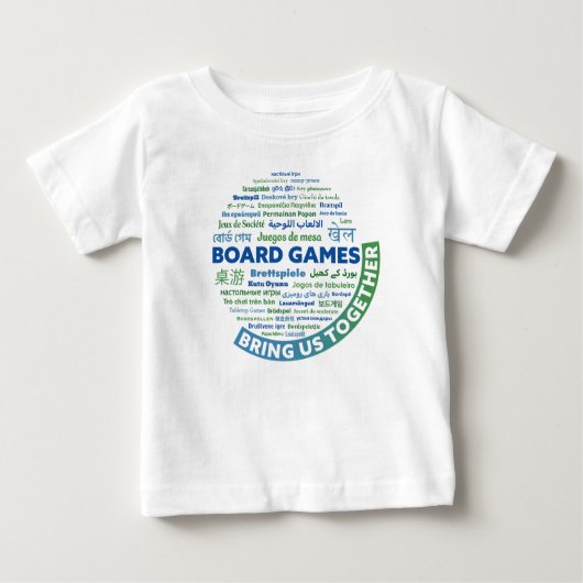 ボードゲームで幼児シャツを一緒に持って来る ベビーTシャツ (正面)
