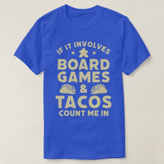 ボードゲームとタコスおもしろいゲームナイトホスト Tシャツ (デザイン正面)