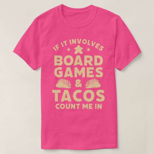 ボードゲームとタコスおもしろいゲームナイトホスト Tシャツ (デザイン正面)