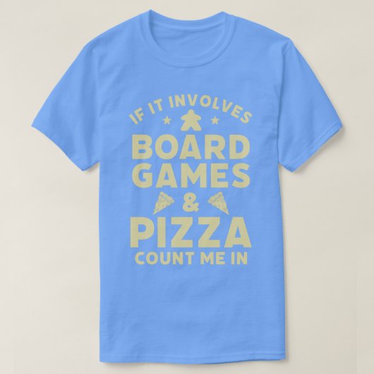 ボードゲームとピザゲおもしろいーム夜ホスト Tシャツ (デザイン正面)