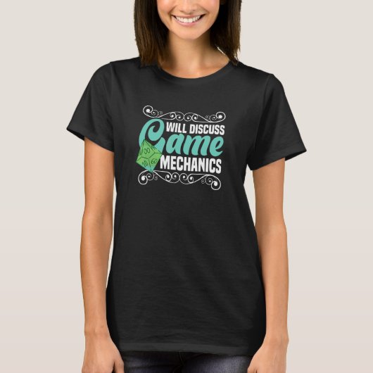 ボードゲームのゲームメカニクスを語る ボードゲーム愛好家 Tシャツ (正面)