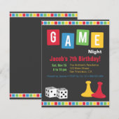 ボードゲームナイトの子供の誕生日パーティーの招待状 招待状 (正面/裏面)