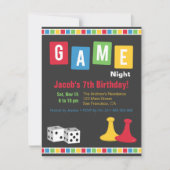 ボードゲームナイト子供の誕生日パーティの招待状 招待状 (正面)