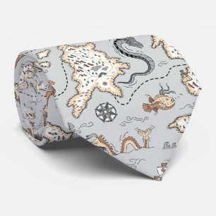 ボードゲームファンタジー世界地図地図 ネクタイ