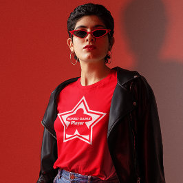 ボードゲームプレーヤーのホワイトフレームの女性シャツ Tシャツ