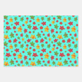 ボードゲームメニールとポインセチアのクリスマスパターン ラッピングペーパーシート (正面2)