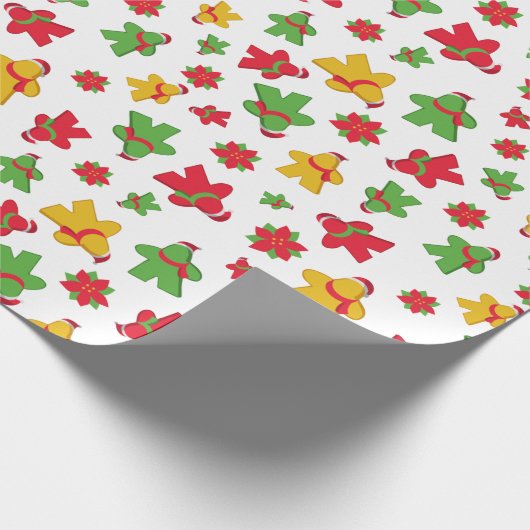 ボードゲームメニールとポインセチアのクリスマスパターン ラッピングペーパー (角)