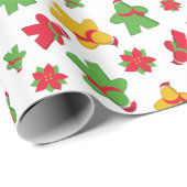 ボードゲームメニールとポインセチアのクリスマスパターン ラッピングペーパー (ロールコーナー)