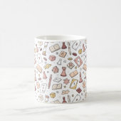 ボードゲーム手描きシームレスパターン コーヒーマグカップ (中央)
