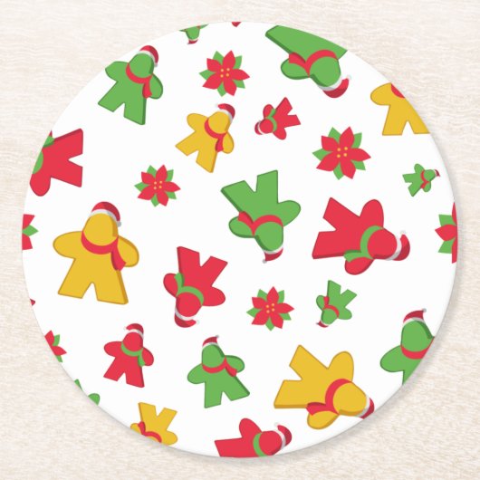 ボードゲーム簡易クリスマスパターン ラウンドペーパーコースター (正面)