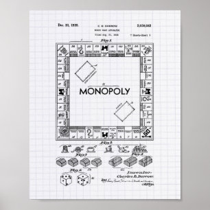 ボードゲーム装置1935パテントアート – 並んだペッパー ポスター