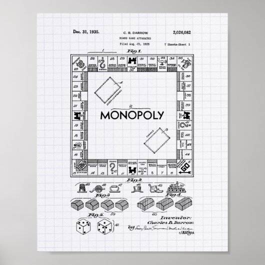 ボードゲーム装置1935パテントアート – 並んだペッパー ポスター (正面)