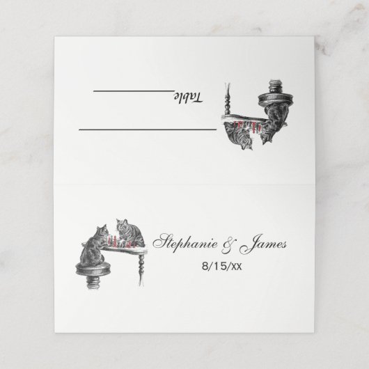 ボードゲーム2匹の猫のチェス遊が赤にマッチ プレイスカード (外部開封)