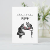 ボードゲーム2匹の猫のチェス遊が赤にマッチ 出欠カード (スタンド正面)