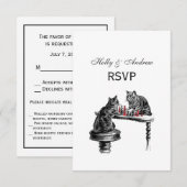 ボードゲーム2匹の猫のチェス遊が赤にマッチ 出欠カード (正面/裏面)