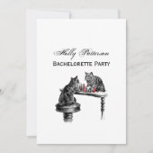 ボードゲーム2匹の猫のチェス遊が赤にマッチ 招待状 (正面)