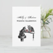 ボードゲーム2匹の猫のチェス遊が赤にマッチ 招待状 (スタンド正面)