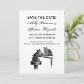 ボードゲーム2匹の猫のチェス遊が赤にマッチ 招待状 (スタンド正面)