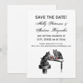 ボードゲーム2匹の猫のチェス遊が赤にマッチ 招待状 (正面/裏面)