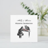 ボードゲーム2匹の猫のチェス遊が赤にマッチ 招待状 (スタンド正面)