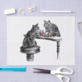 ボードゲーム2匹の猫のチェス遊が赤にマッチ 薄葉紙 (クラフト)