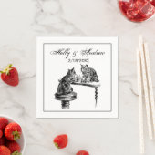 ボードゲーム:2匹遊の猫がチェスの試合 スタンダードカクテルナプキン (インサイチュ)